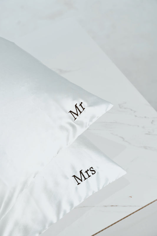 Personalised Satin Pillow Case Set- White