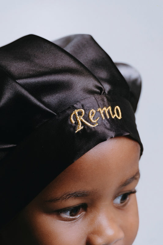 Kids’ Satin Bonnet- Black