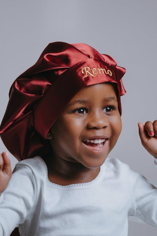 Kids’ Satin Bonnet- Burgandy